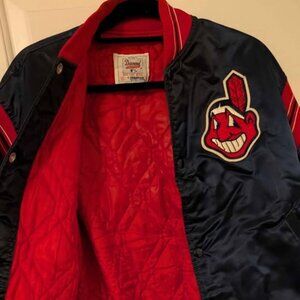 Vintage Cleveland Indians Starter Jacket - 90s MLB Satin Bomber, XL